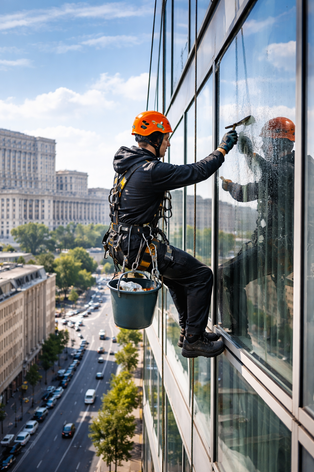 alpinism utilitar Bucuresti – interventie la inaltime pe fatada unei cladiri
