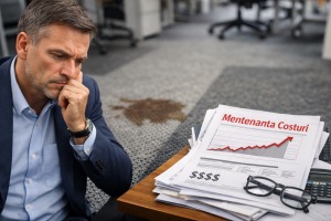 mocheta birou murdara cu pata si costuri mentenanta curatare mocheta