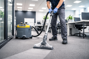 Spălarea mochetei în spații comerciale realizată profesional în birouri
